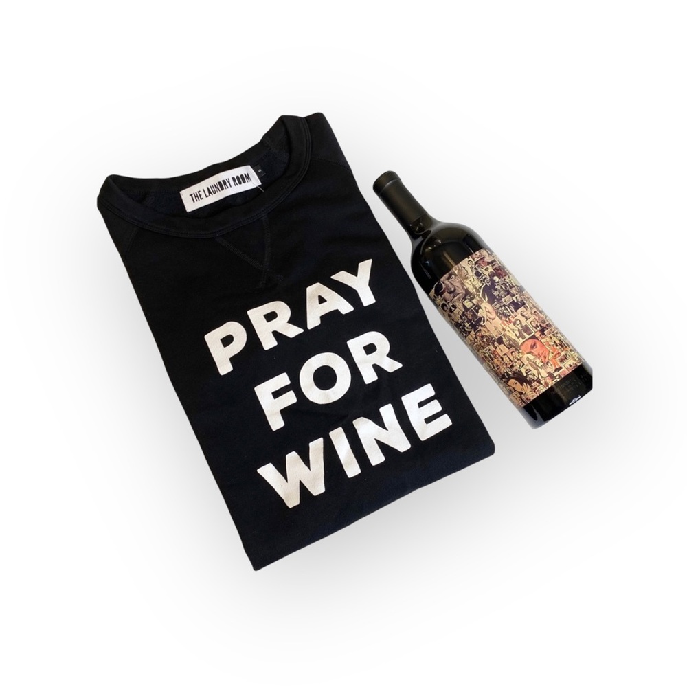new The Laundry Room ☻︎ Super Soft Pray 4 Wine Graphic Sweatshirt ☻︎ Jet Black S - Picture 8 of 16